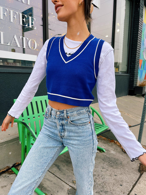 Feeling Electric Knit Vest// Cobalt